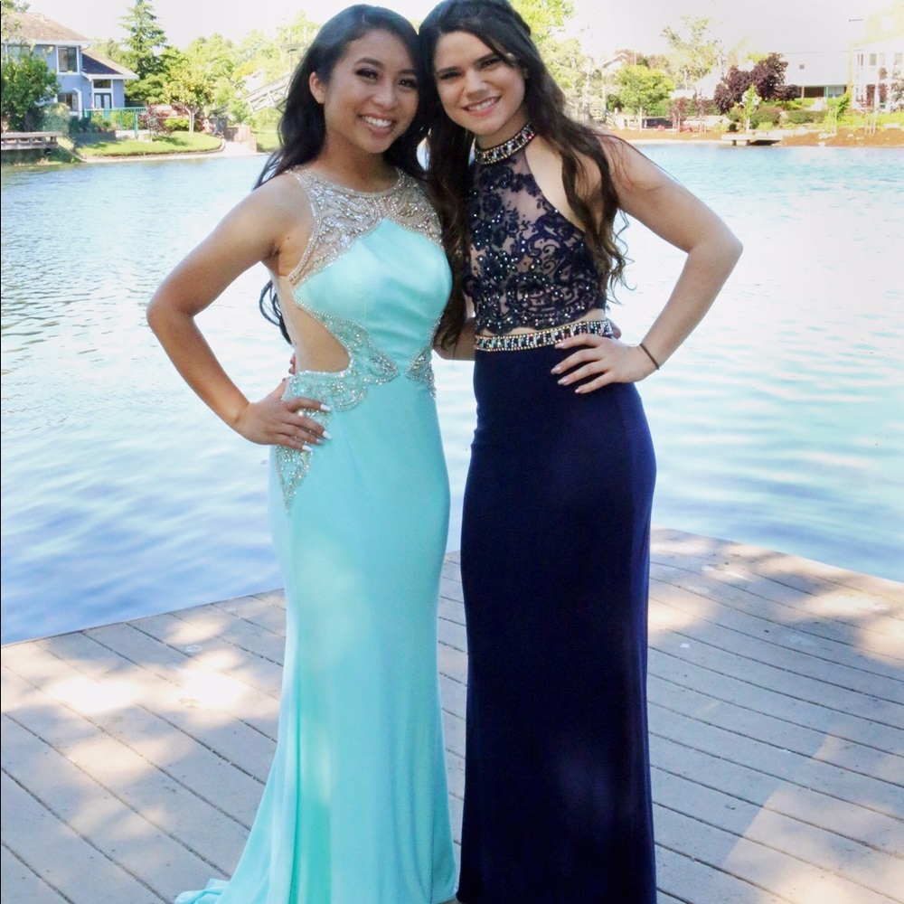 Navy Two Piece Prom Dress